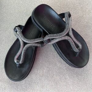 SCHUTZ Black and Silver Sandals - unique and cute.